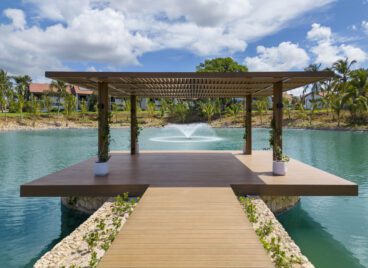 Outdoor dock overlooking a pond at The Spa Casa de Campo